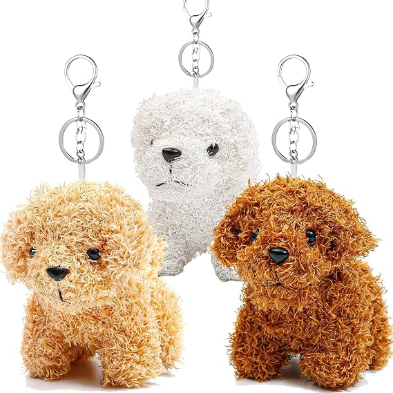 Anboor 3PCS 4.8" Puppy Dog Plush Stuffed Animal Mini Squishies Keychain