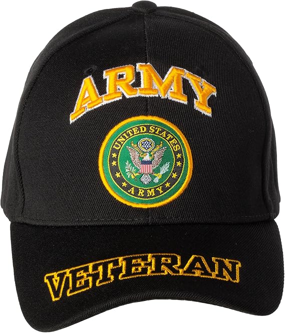 Artisan Owl Officially Licensed US Army Emblem with Veteran Shadow Embroidered Baseball Cap