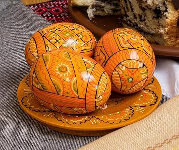 LOVARE Easter Eggs 2,5 Hand Painted Wooden Ukrainian Pysanky Mini Easter Egg Ornaments Wooden Chicken Eggs Pysanka Pysanky