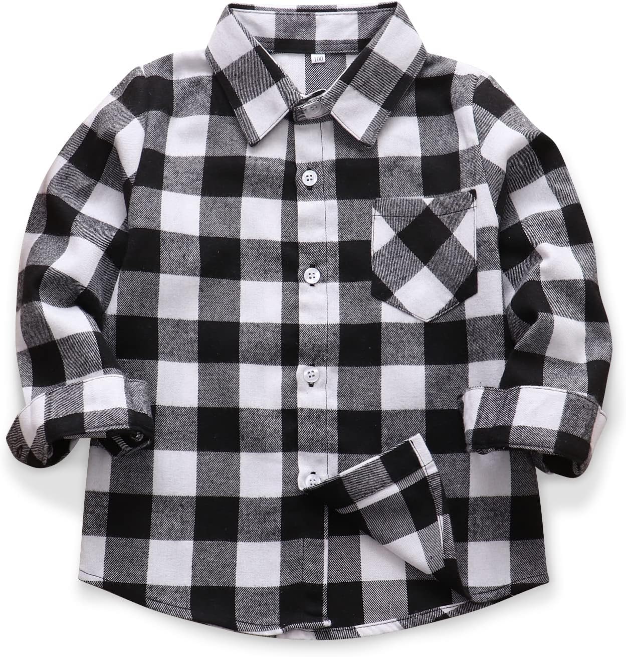 OCHENTA Mens & Boys Flannel Shirts Button Down Long Sleeve Plaid Shirt Family Matching Outfits