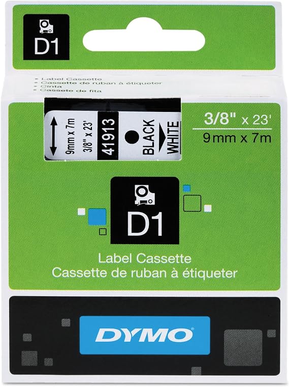 DYMO D1 High-Performance Polyester Removable Label Tape, 0.37" X 23 Ft, Black On White