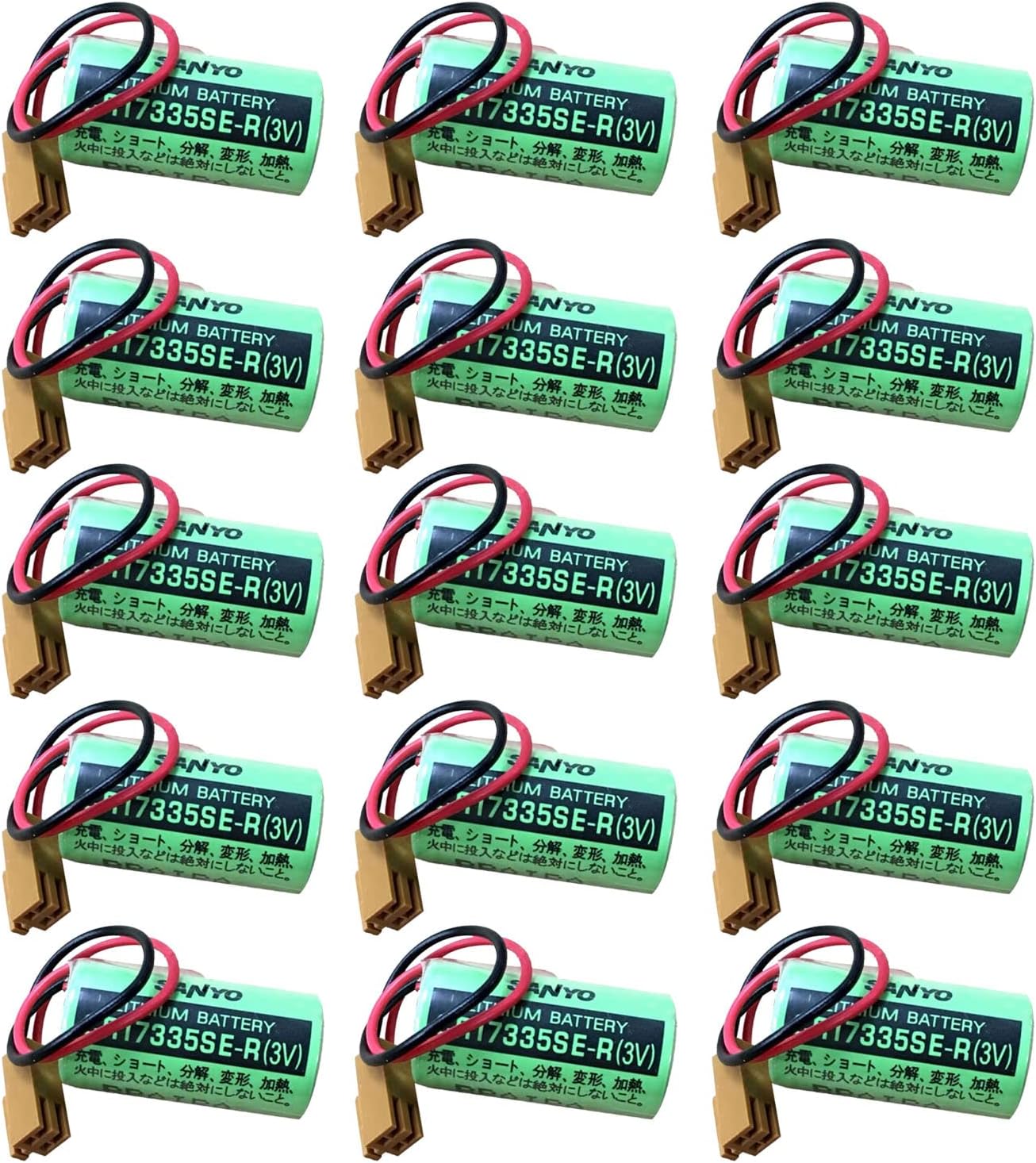 Pack of 15 CR17335SE-R 3V 1800mAh Battery with Brown Plug for Sanyo CR17335SE-R 3 Volt Lithium Battery, Industrial & Memory Applicat