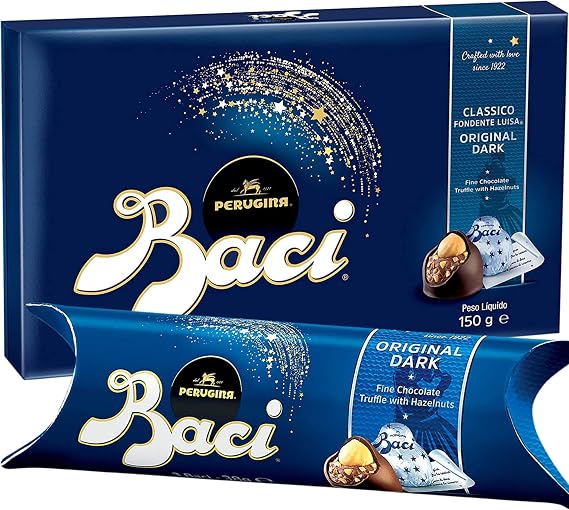 Baci Original Dark Chocolate Hazelnut Truffles Box, 150g & Baci Dark Chocolate Hazelnut Truffles Tube 37.5g