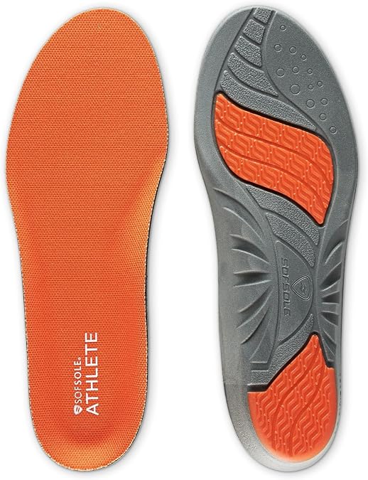 SOF SOLE ATHLETE Performance Men's Insoles - PU Foam & Gel Inserts - Heel-to-Toe Cushioning, Support, Moisture Control, Lightweight Comfort & Stability - Ideal for Runners, Walkers, Athletes
