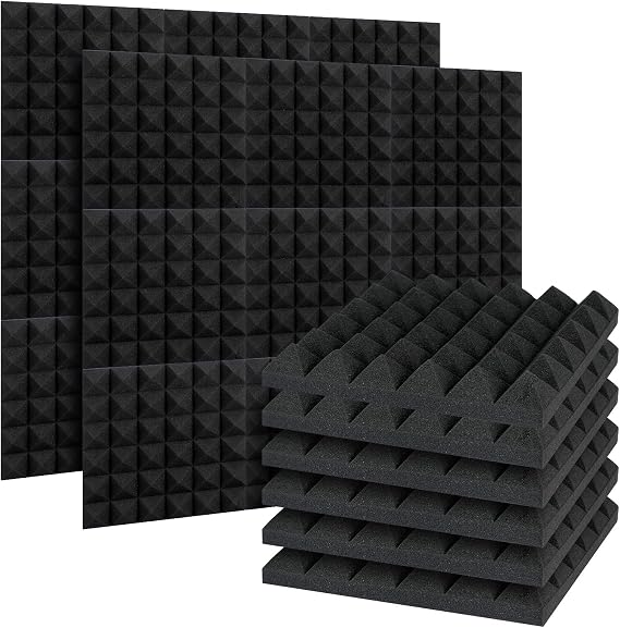 24 Pack Acoustic Foam Panels with Tape Soundproof Wall Panels | Thick Acoustic Foam Panels with Double Sided Tape, Noise Reduction Wall Decor for Studio, Office and Home