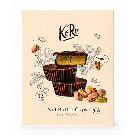 KoRo - Gift Box Organic Nut Butter Cups Salted Pistachio 12 x 13 g - Sweetened with Coconut Blossom Sugar - Vegan - Gift for Foodies