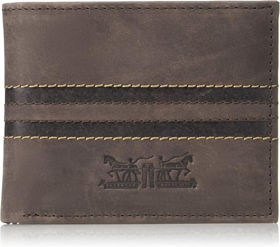 Levi's Men's Classic Bifold Passcase Wallet with Multiple Card Slots and ID Window