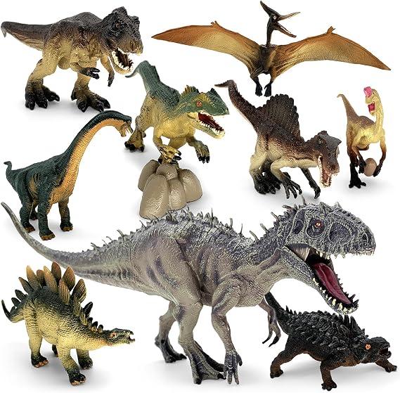 9 PCS Solid Plastic Dinosaur Action Figures Toy Set or Kids