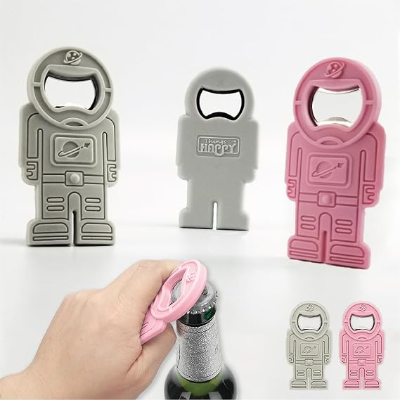 Astronaut Bottle Opener - Space-Themed Metal and Silicone Tool, Fun and Functional Opener for Home, Kitchen, or Bar 2Pack