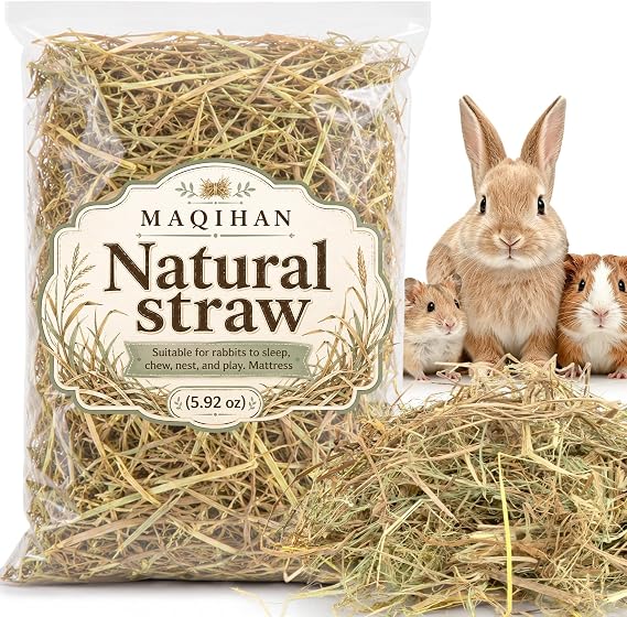 MAQIHAN 5.92 OZ Natural Straw Bedding - Organic Straw Mulch for Rabbits