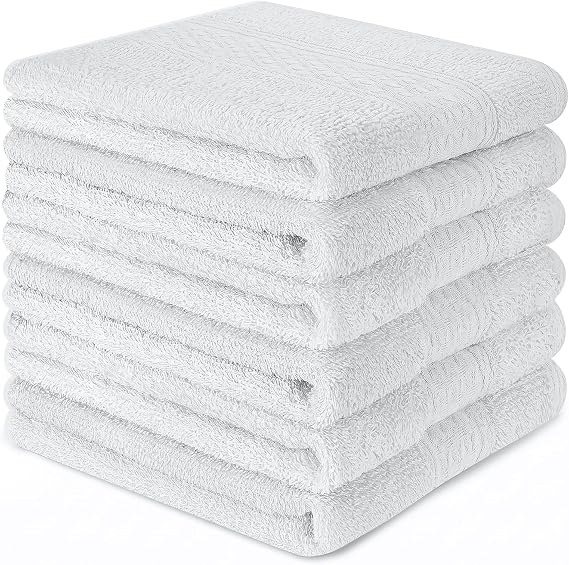 6 Pack 100% Cotton Wash Cloths, Fingertip Towels 13x13 inch