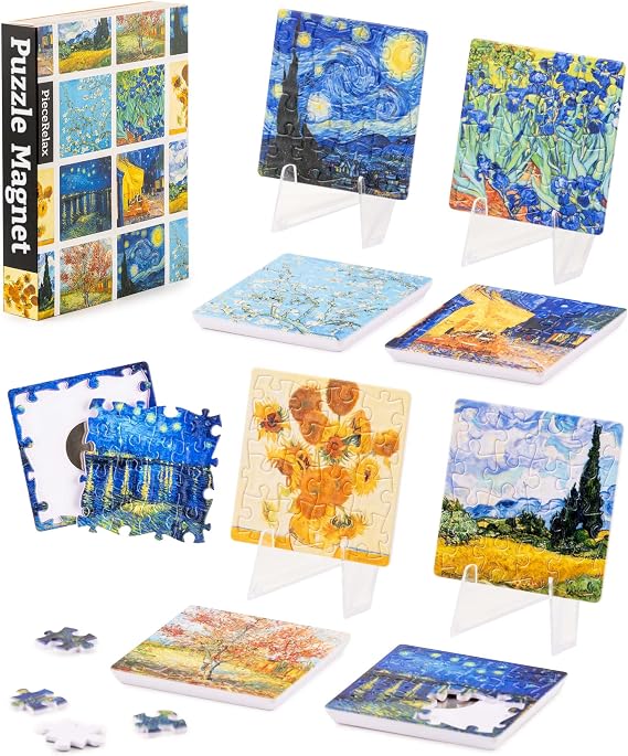 PieceRelax Magnet Puzzle 8-Pack Set 128 Plastic Pieces [D1600]