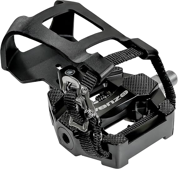 Venzo Bike Toe Clips Cages & Pedals - Compatible with Shimano SPD - Fixed or Adjustable Bicycle Toe Clips & Cleats for Fitness Indoor Exercise Bikes