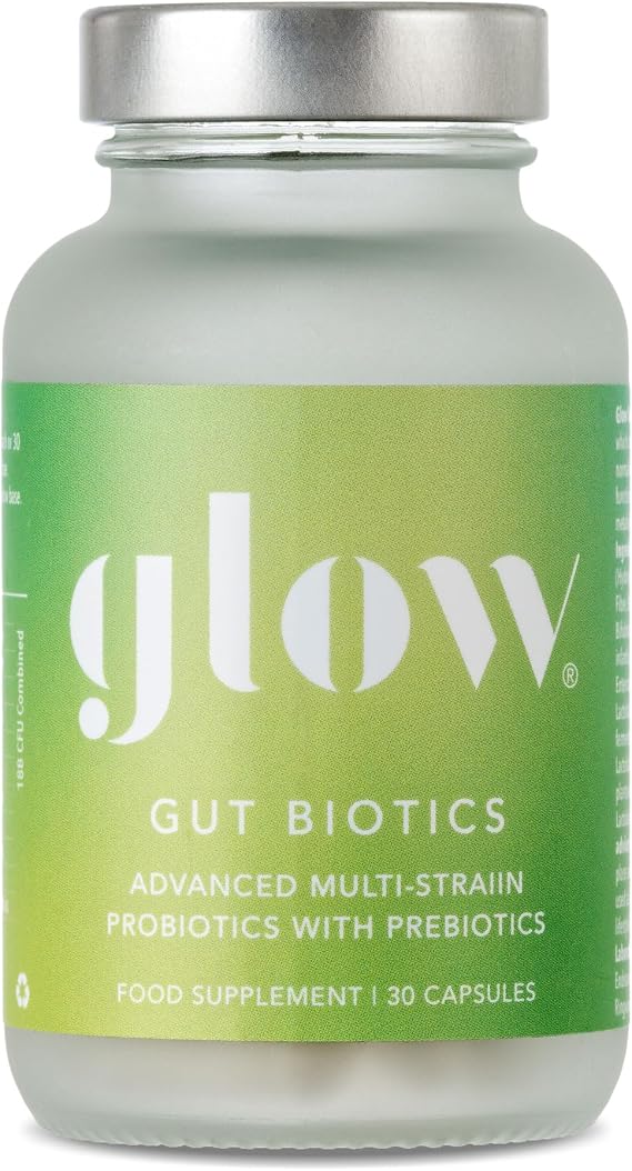 Gut Biotics by Glow Laboratories | Pre & Probiotics Formula | 18 Billion CFU | 22 Live Strains | Vegan 30 Capsules