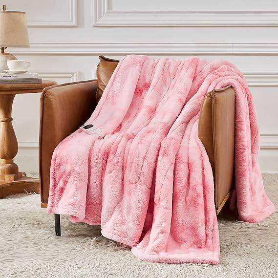 Homemate Electric Heated Heating Blanket Twin Size 62"x84" Faux Fur Sherpa