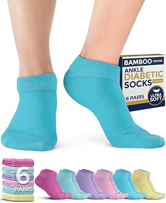 Pembrook Bamboo Viscose Ankle Diabetic Socks for Women and Men - 6 Pairs | Moisture-Wicking, Super Soft, Non Binding