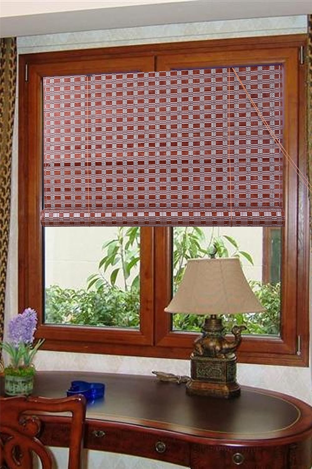 ASIAN HOME Natural Bamboo Roll Up Window Blind Sun Shade WB-G16 24W X 72H