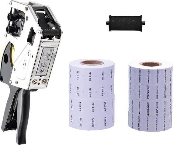 Towa GL289/275 Labeling Gun - 8 Digits Top, 6 Digits Bottom, Includes 6,000 Labels & Free Ink Roller