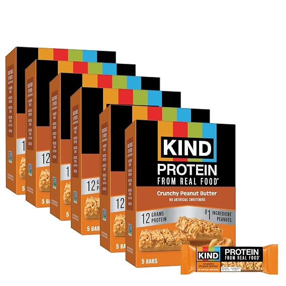 KIND Protein Bars, Crunchy Peanut Butter, Gluten Free, Healthy Snacks, 12g Protein, 30 Count