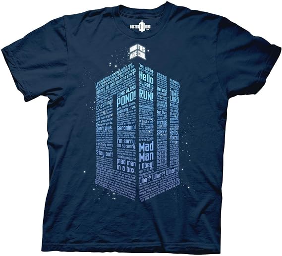 Ripple Junction Doctor Who Tardis of Quotes Adult T-Shirt Officially Licensed