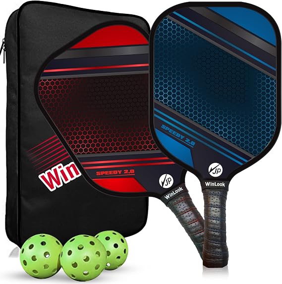 JP WinLook Premium Pickleball Paddles Set USAPA Pickleball Set - Graphite Carbon Fiber Rackets for Women & Men and Balls for Indoor or Outdoor Play - Racquets, Pickleballs & Carry Bag