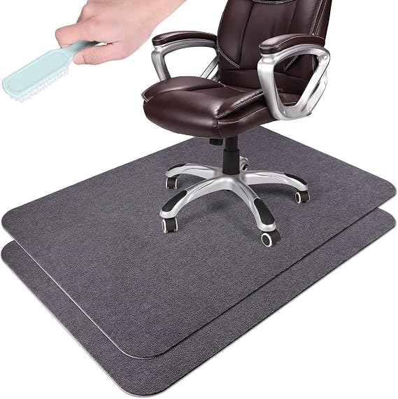 Office Chair Mat for Hardwood Floor,Set of 2,1/6inches Thick 55inches x 35inches Anti-Slip Desk Low-Pile,Multi-Purpose Hard Floor Protector Rug Home,Dark Grey