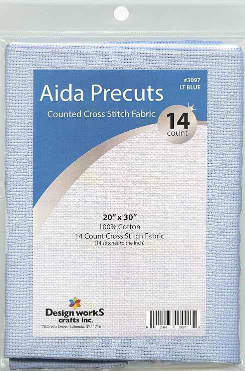 14 Count Aida Fabric Pre-Cut for Counted Cross Stitch - Light Blue