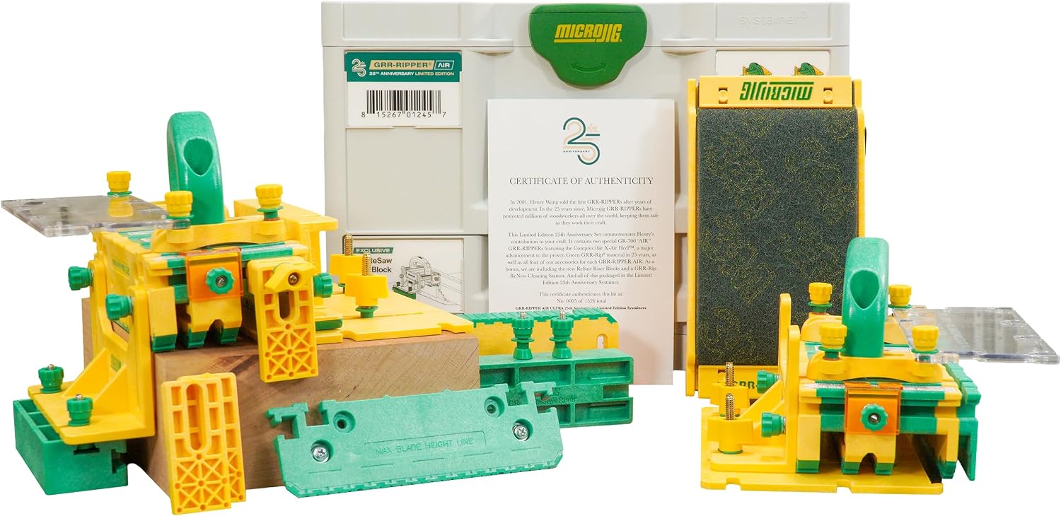 MICROJIG GRR-RIPPER Air Ultra '25 Limited Systainer³ Edition 3D Push Block for Safety Precision and Control 3D Power System Ideal for Router Table Saw and More
