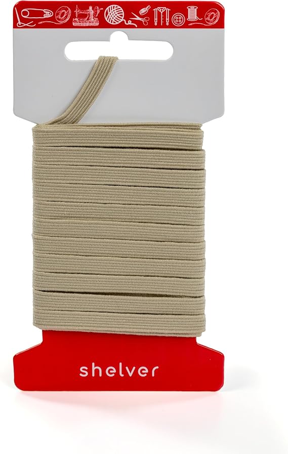 Flat Elastic Band (Beige, 6mm)