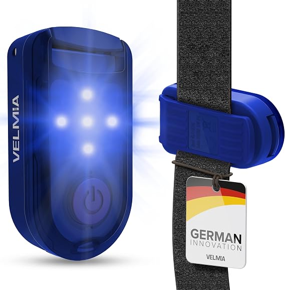 VELMIA Running Light for Runners (2 Pack) for Maximum Safety Through Visibility I Clip On Strobe & Reflective Gear - Dogs, Walking, Bike Taillight, Stroller