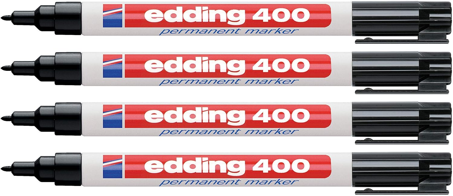 Edding 400-01 Permanent Marker Pen Black Pack of 4