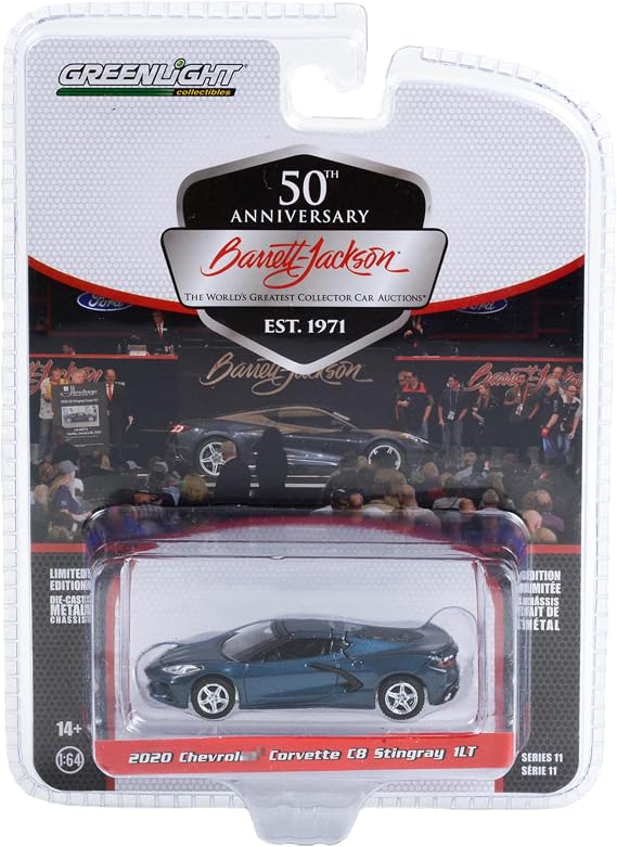 Greenlight 1:64 Barrett-Jackson Scottsdale Edition Series 11-2020 Corvette C8 Stingray 1LT (Lot #421.2) - Shadow Gray Solid 37270-E [Shipping from Canada]