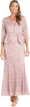 R&M Richards Women's Eterna Glitter Peplum Jacket Dress