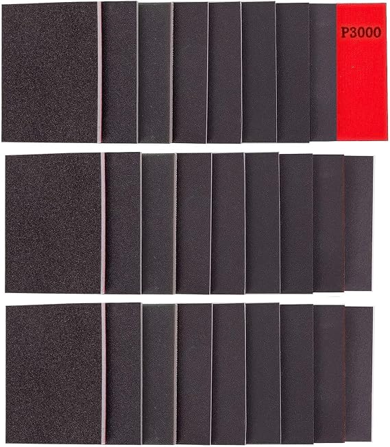 27pcs sanding sponge set,180-3000 grit sanding blocks,wet and dry block sandpapers,sandpaper for walls,flexible foam filled sanding pad,hand sanding block,sand paper for wood,furniture,metal polishing