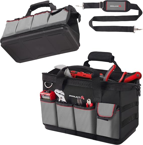 IRONLAND 16.5 Inch Hard & Sturdy Bottom Tool Bag Organizer for Men
