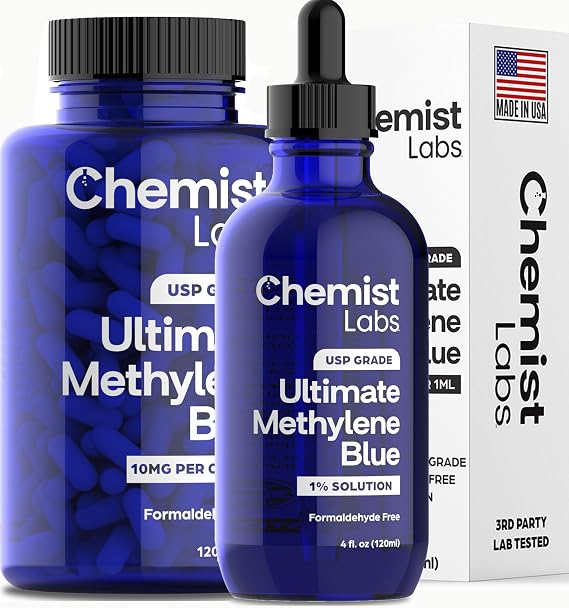 Pharmaceutical Grade Methylene Blue Capsules & Liquid - 240 Days Supply (8 Months)