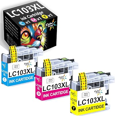 Compatible LC103 Ink Cartridge Replacement for Brother LC103XL Ink LC103CL for MFC-J870DW MFC-J470DW MFC-J450DW MFC-J4310DW MFC-J4410DW MFC-J6920DW MFC-J475DW Printer 3-Pack,CMY