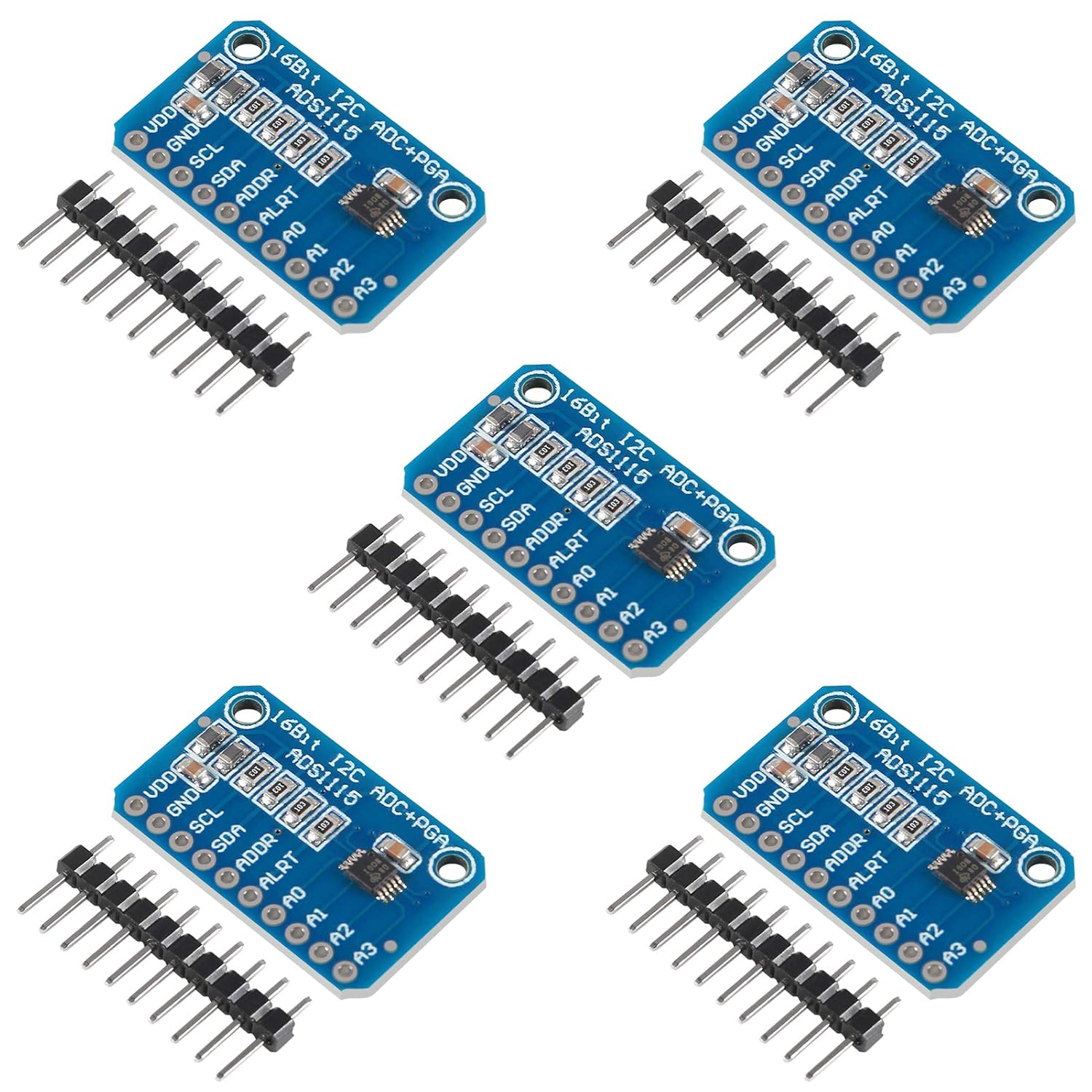 ACEIRMC ADS1115 16 Bit 16 Byte 4 Channel I2C IIC Analog-to-Digital ADC PGA Converter with Programmable Gain Amplifier High Precision ADC Converter Development Board for Arduino Raspberry Pi (2pcs)