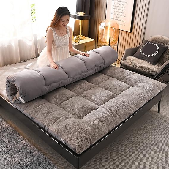 Thicken Floor Futon Mattress, Japanese Tatami Mattress Foldable Sleeping Pad, Winter Soft Roll Up Bed Student Dormitory Mattress Topper(Queen, A) (1668289)