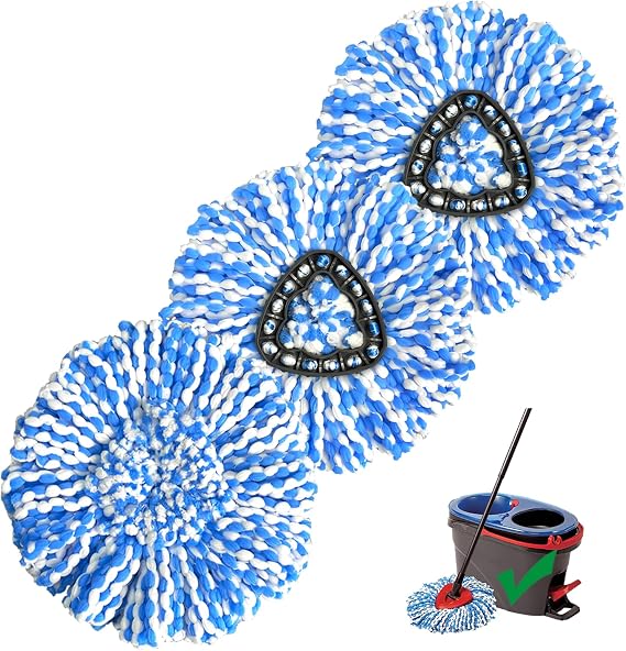 Spin Mop Replacement Head, 3 Pack Refills for RinseClean 2-Tank System