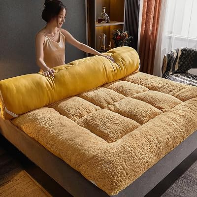 Dxcaicc Mattress, Soft Bed, Removable&Breathable Cover, Pressure Relieve, Plush Soft Mattress for Beds, Tatami, Floors,Yellow,180x200cm