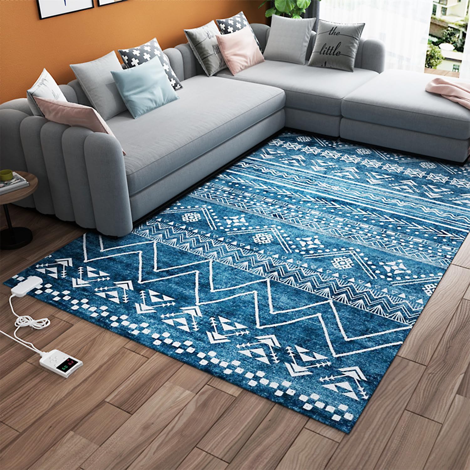Graphene Electric Heating Rug - Large Moroccan Carpet Radiator with Timed Temperature Control for Kitchen Living Room Bedroom Office