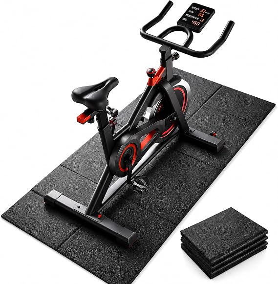 Foldable Walking Pad Mat, High-Density PVC Treadmill Mat for Hardwood Floors & Carpet, 55" x 24" Space-Saving Exercise Equipment Mat for Under Desk Bike, Elliptical & Home Gym,Black