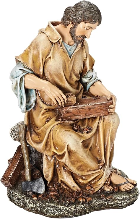 Joseph's Studio by Roman - St. Joseph The Carpenter Figure, Life of Christ, Renaissance Collection, 10.25" H, Resin and Stone, Religious Gift, Decoration