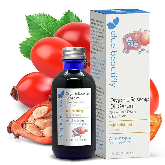 Blue Beautifly USDA Certified Organic Rosehip Oil For Face Serum, 1 fl oz