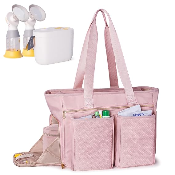 Fasrom Wearable Breast Pump Tote Bag Compatible with Medela Pump in Style | 15.6-Inch Laptop Sleeve, Holds Pump Parts & Accessories, for Work Moms, Patented Design, Empty Bag Only, Pink
