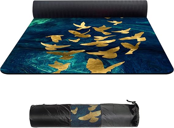nuveti TPE Large Yoga Mat Non-Slip Exercise Fitness Mat with Carry Bag Extra Wide Yoga Mats for Women 72"x32" Extra Thick 6mm for Home, Pilates and Floor Exercises Workout Mats