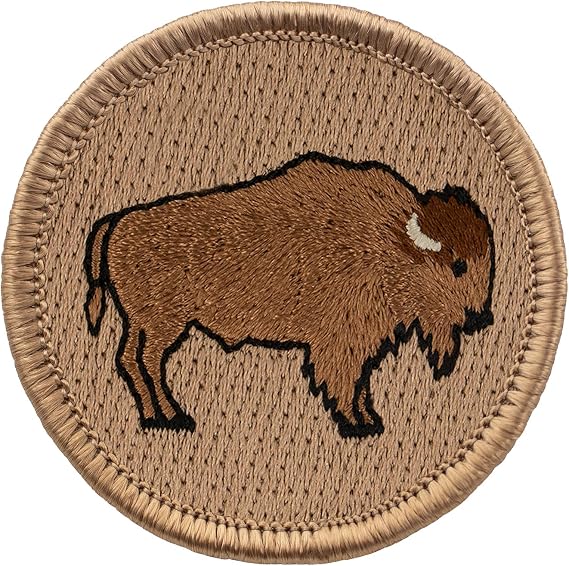 Bison Patrol Patch - 2"" Diameter Round Embroidered Patch (Peel & Stick Adhesive)