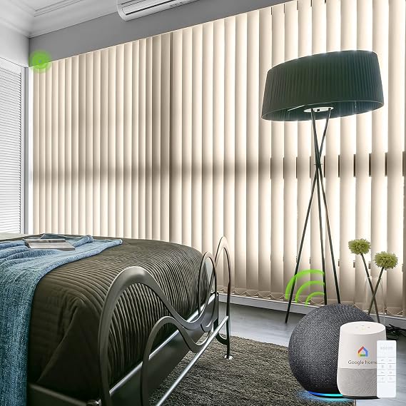 Yoolax Motorized Vertical Blinds, Hardwired Blackout Sliding Door Shades