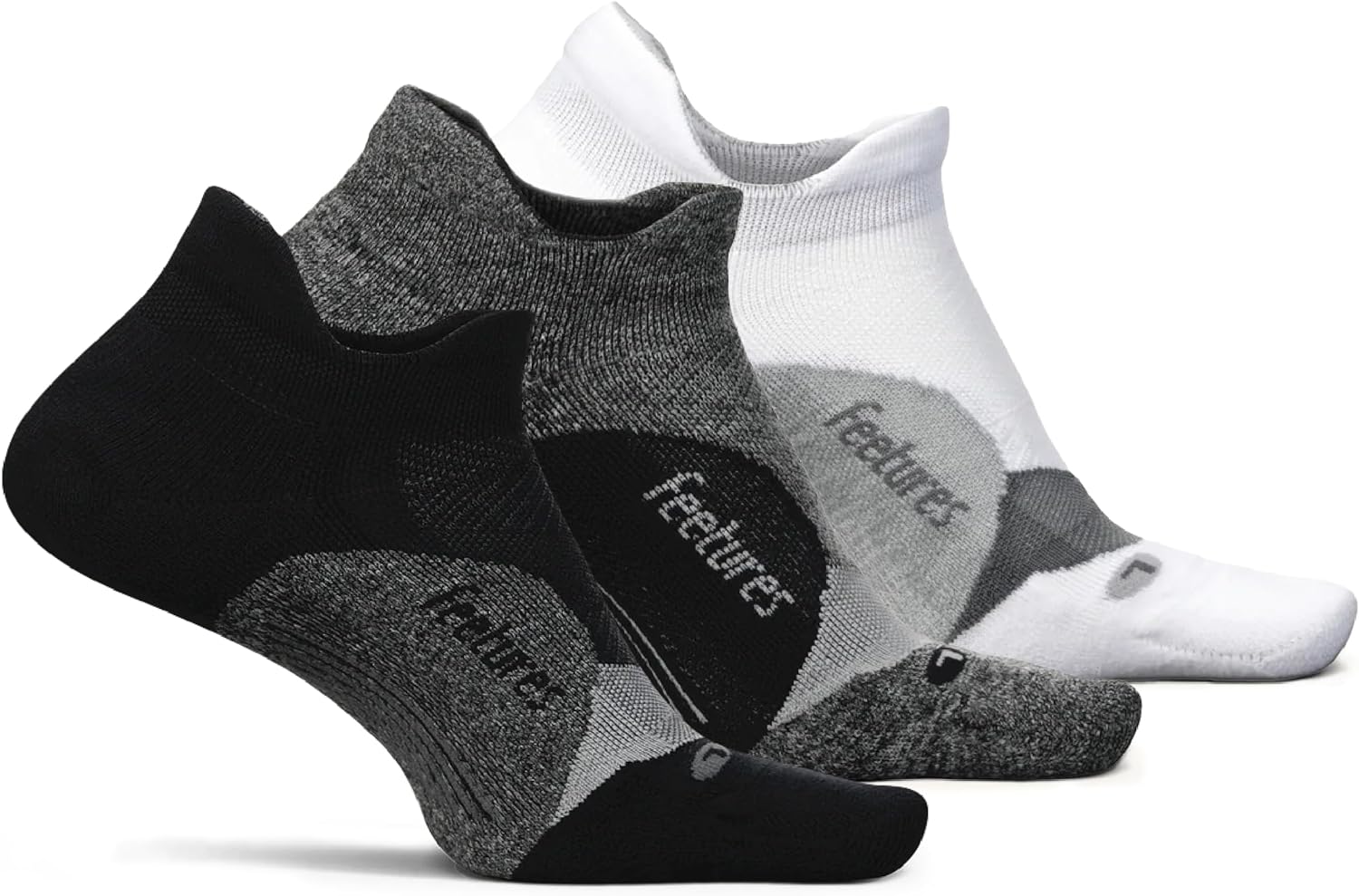 Feetures Elite Light Cushion No Show Tab Ankle Socks - Sport Sock with Targeted Compression - 3 Pair